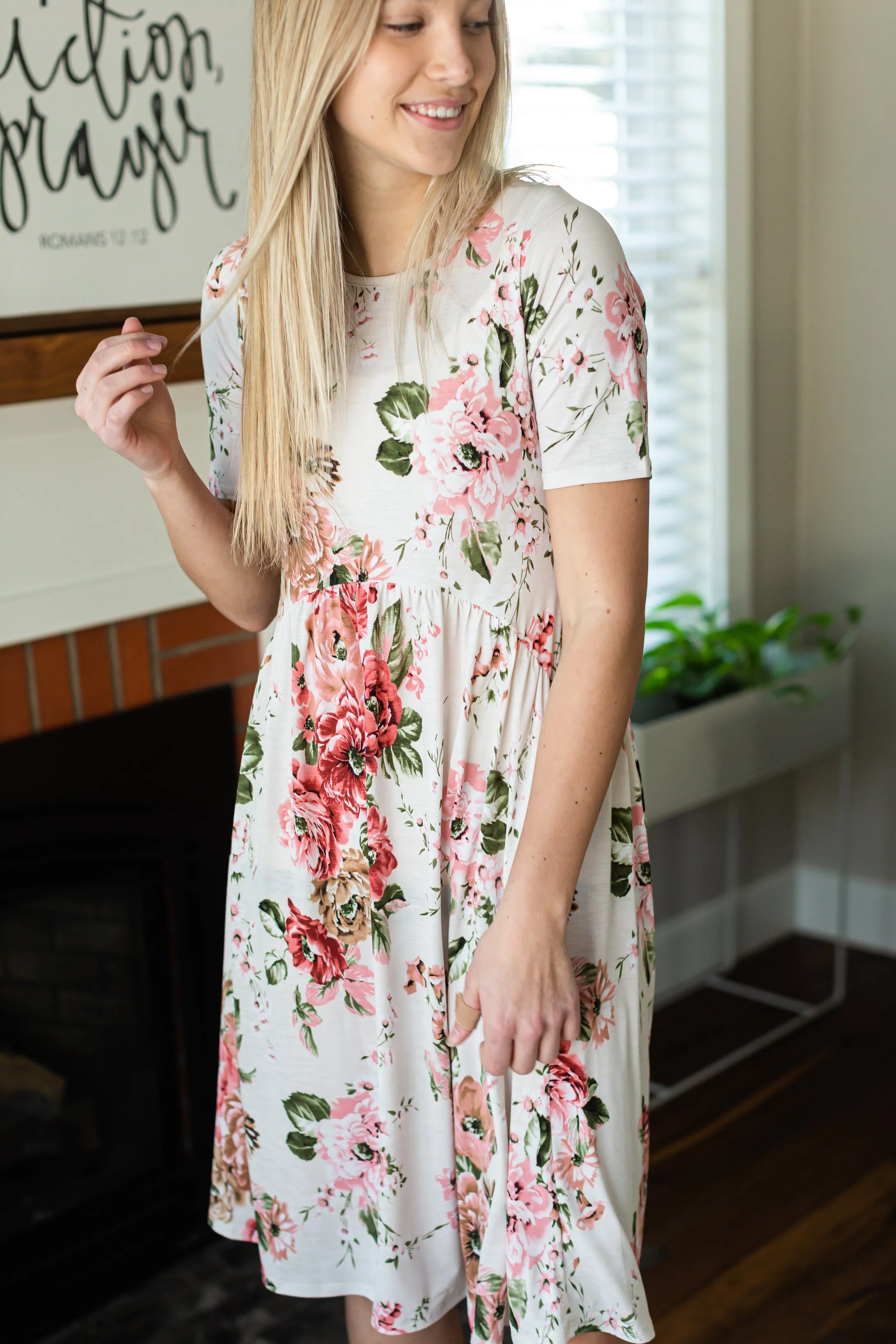 Ivory Empire Waist Floral Midi Dress - FINAL SALE