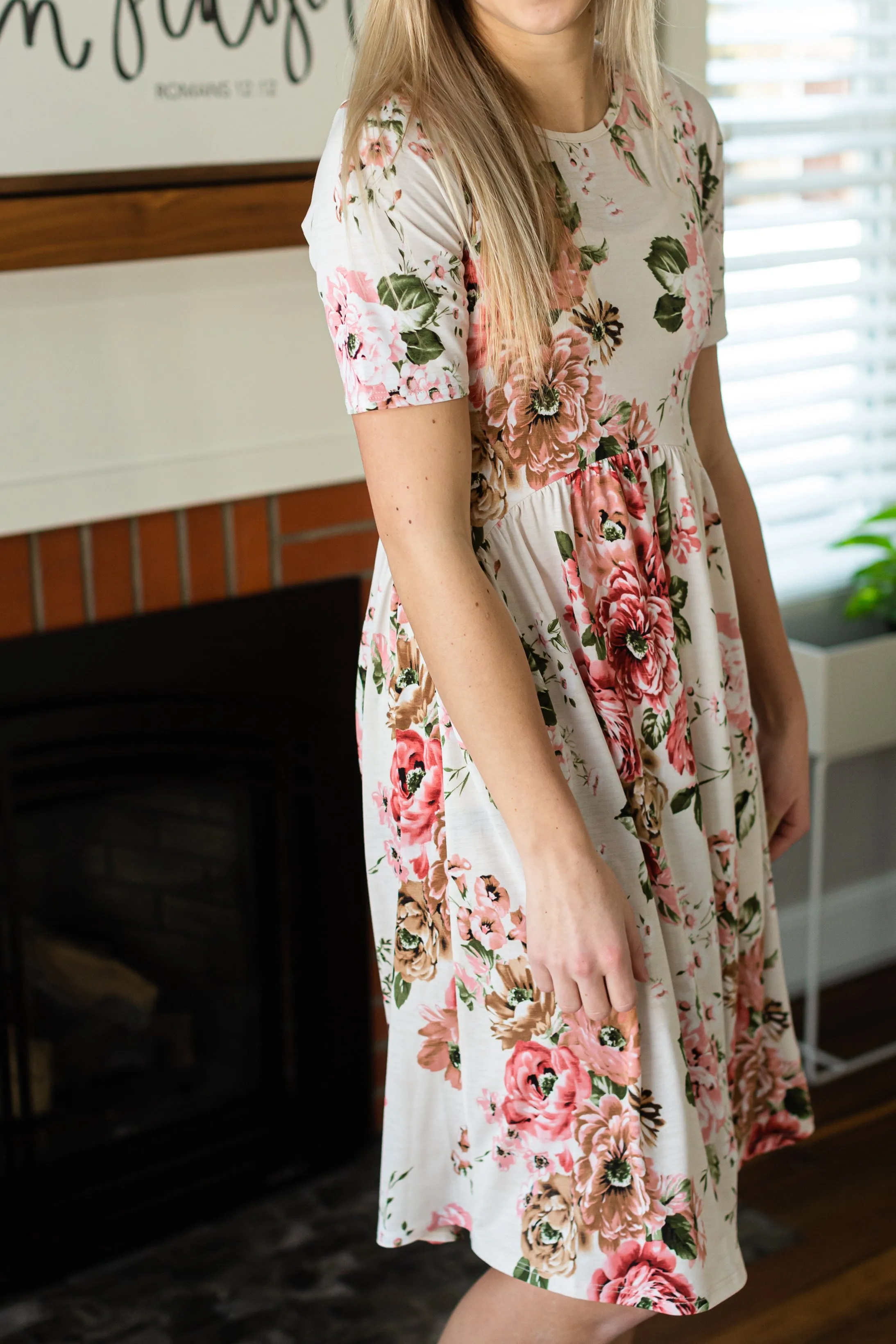 Ivory Empire Waist Floral Midi Dress - FINAL SALE