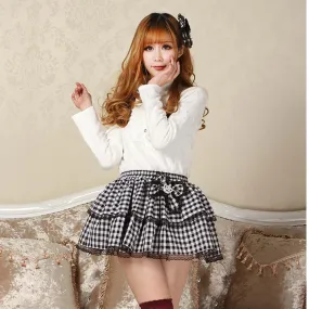 Japanese Classic Black and White Plaid Skirt Academic Punk Mini Skirt