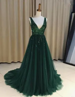 kamahe Open Back A-line Tulle Prom Dress Crystals Women Party Dress