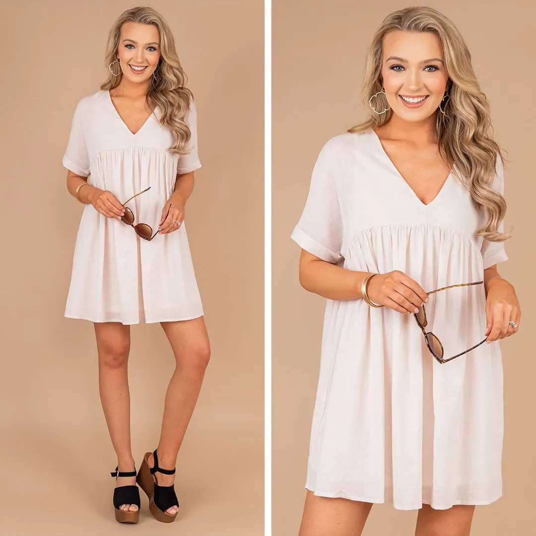 Keeping You Happy Natural White Babydoll Dress