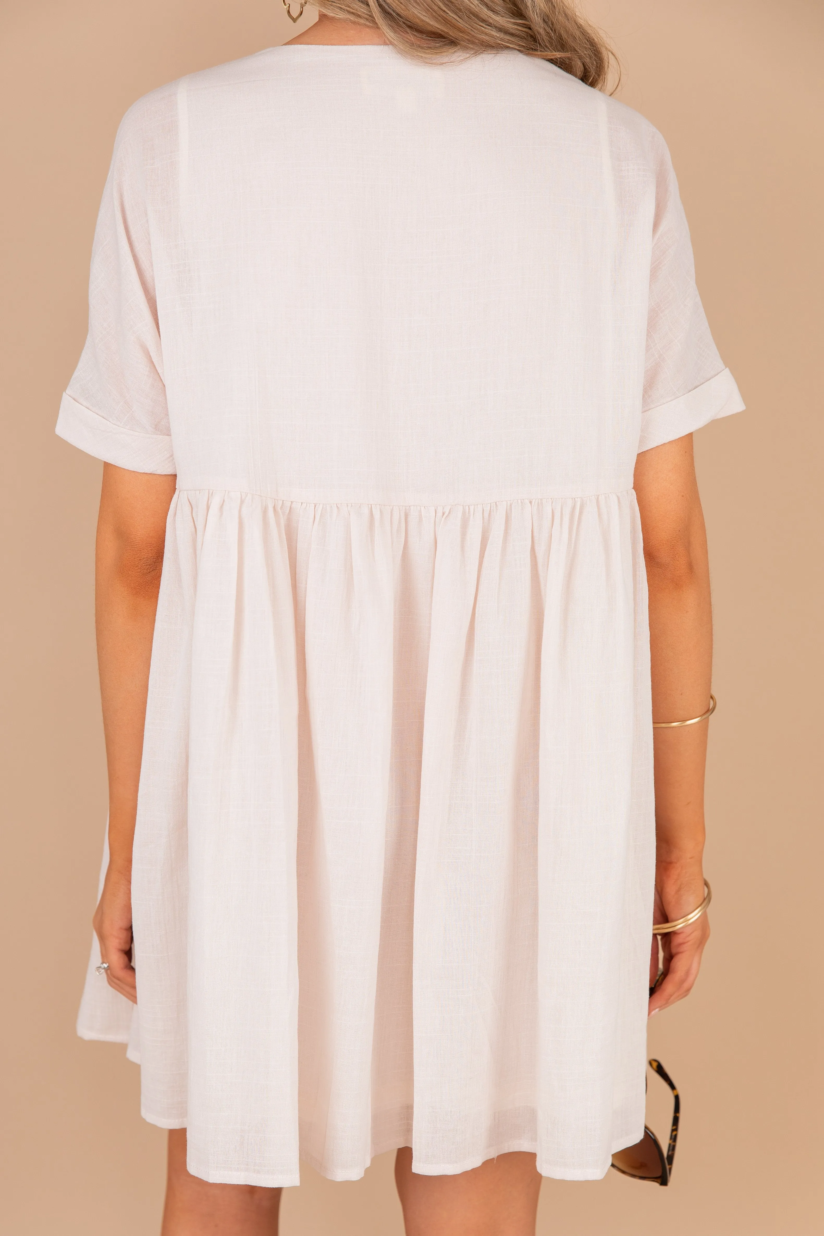 Keeping You Happy Natural White Babydoll Dress
