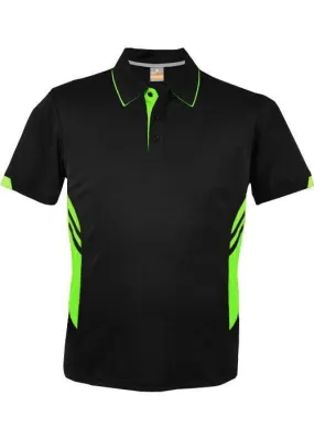 Kids Tasman Polo Black/Neon Green