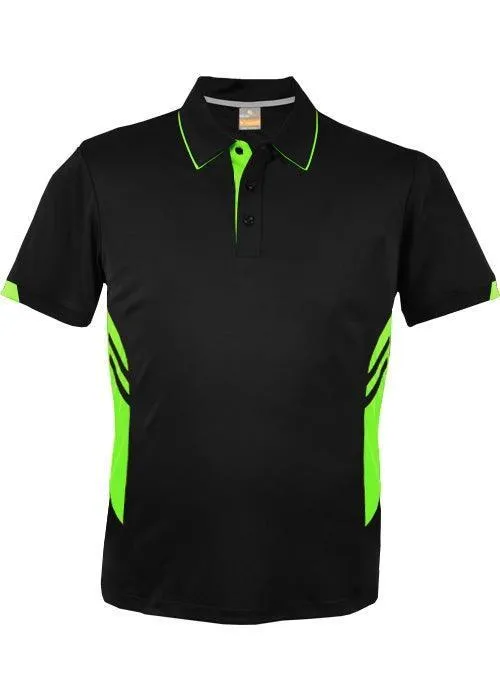 Kids Tasman Polo Black/Neon Green