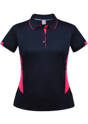 Ladies Tasman Polo Navy/Neon Pink
