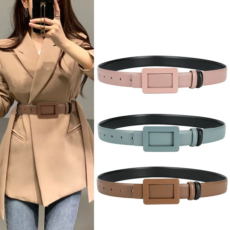 Leather Belt Wide Jeans Decorative Band Waist Seal Dress Versatile Two-Layer Women's