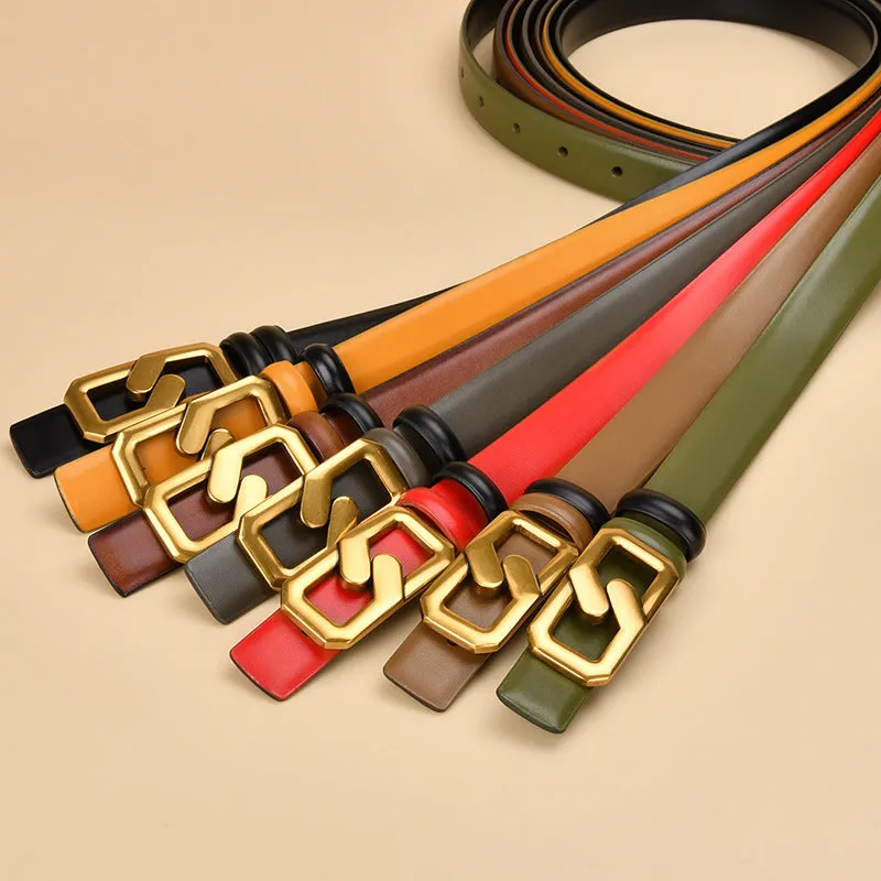 Leather Belt Width Jeans Strap Decorative Girdle Dress All-Matching Women's Belt