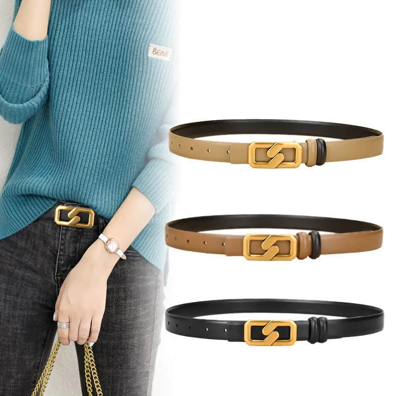 Leather Belt Width Jeans Strap Decorative Girdle Dress All-Matching Women's Belt