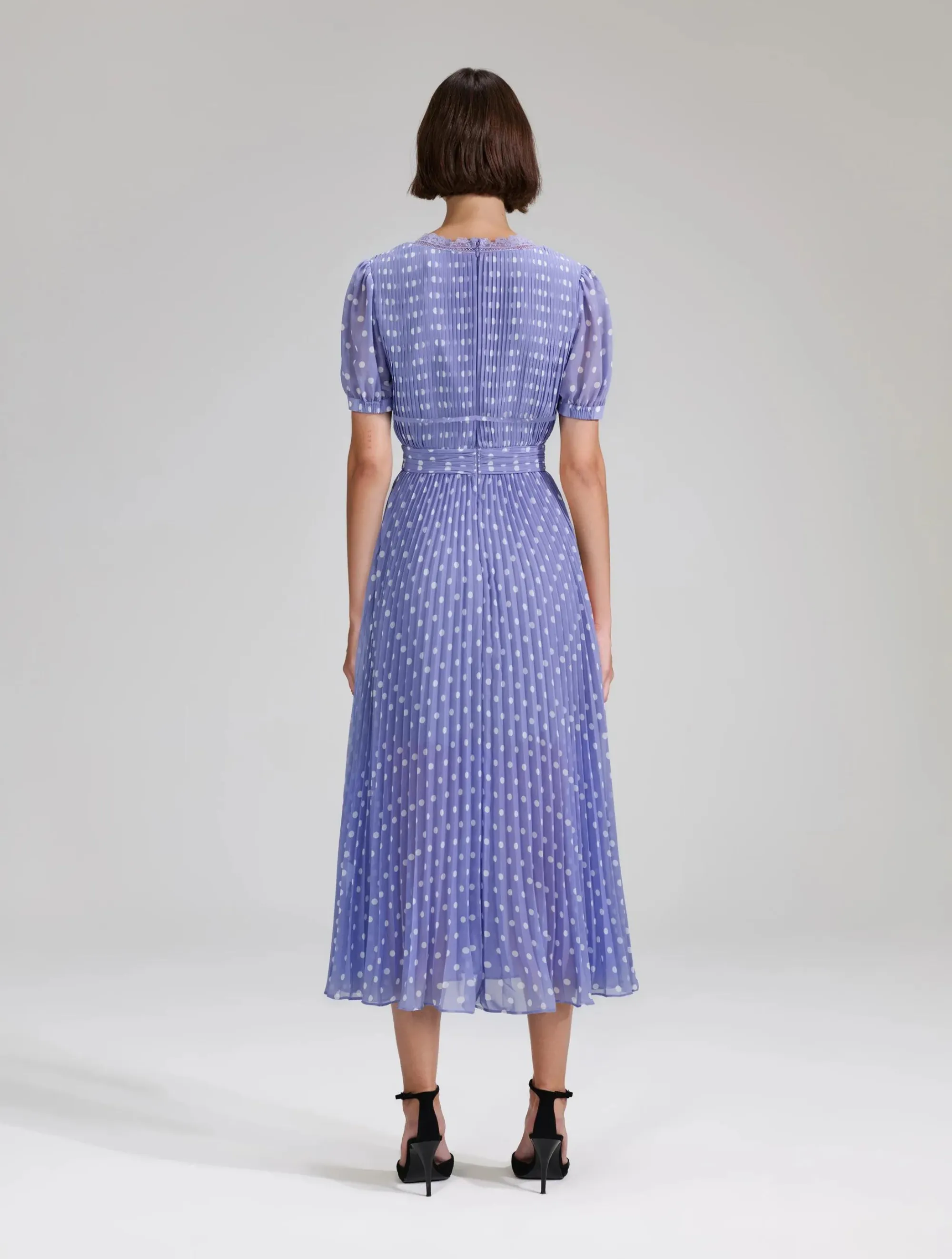 Lilac Polka Print Chiffon Dress