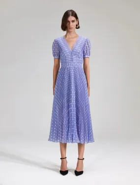 Lilac Polka Print Chiffon Dress