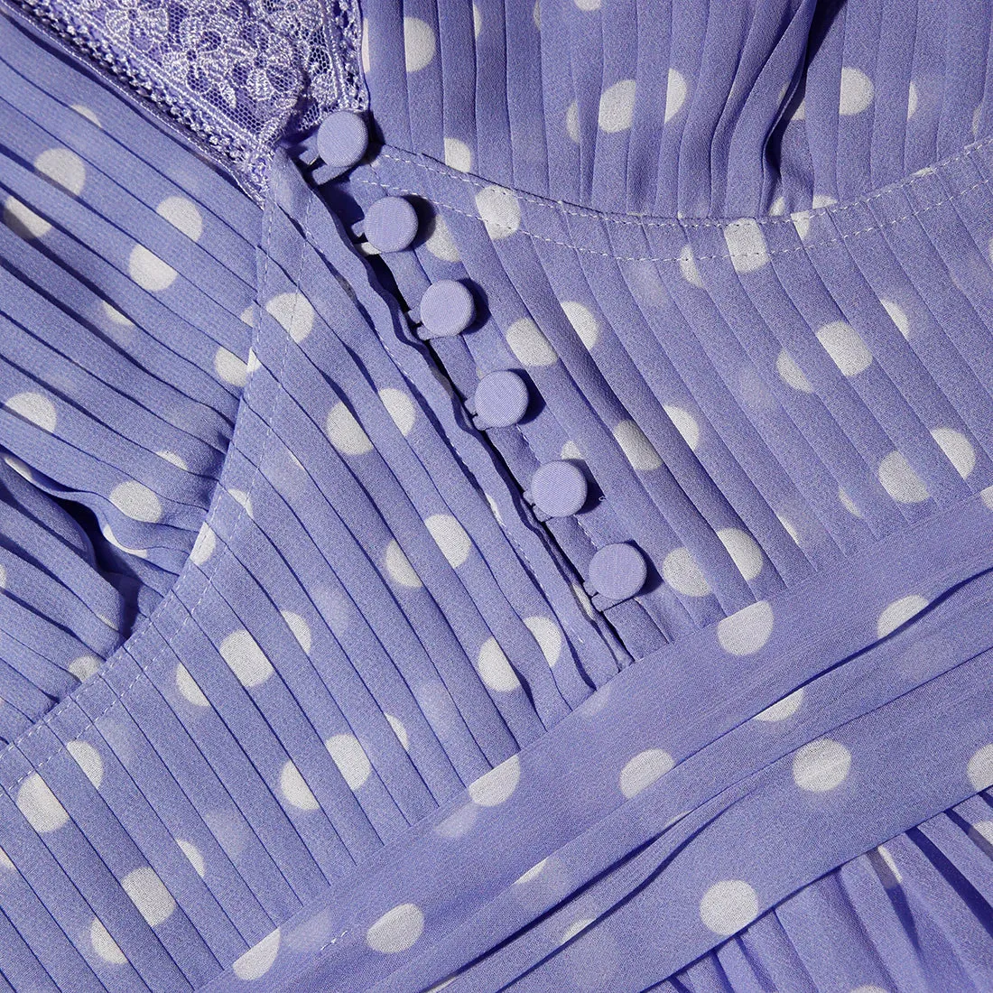 Lilac Polka Print Chiffon Dress