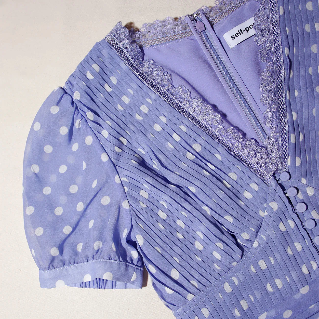 Lilac Polka Print Chiffon Dress