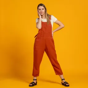 Linen Pinafore Jumpsuit Nicci Cinnamon Red