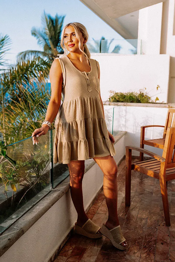 Long Time Coming Shift Dress In Beige