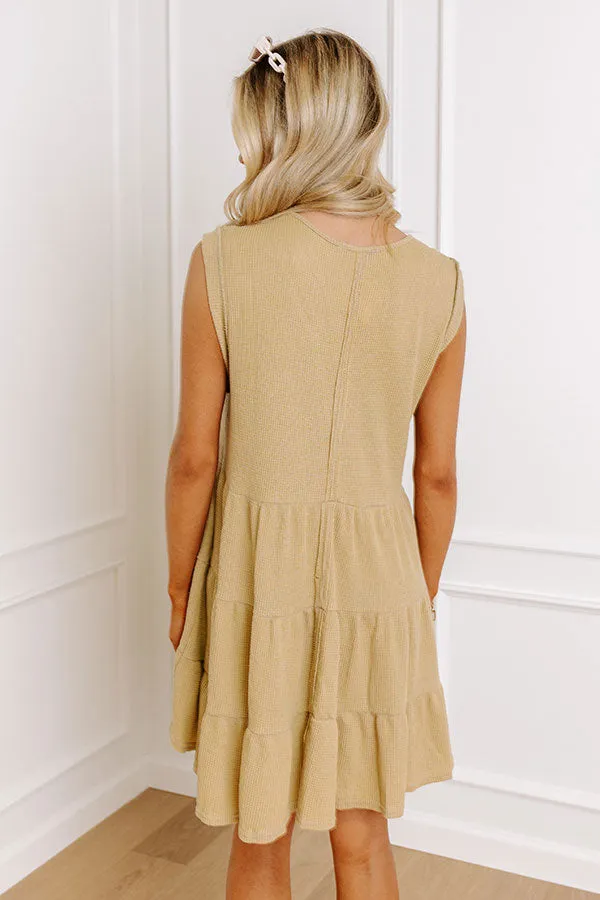 Long Time Coming Shift Dress In Beige