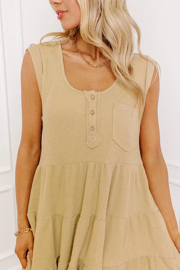 Long Time Coming Shift Dress In Beige