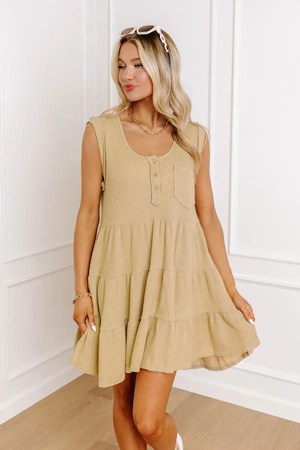 Long Time Coming Shift Dress In Beige