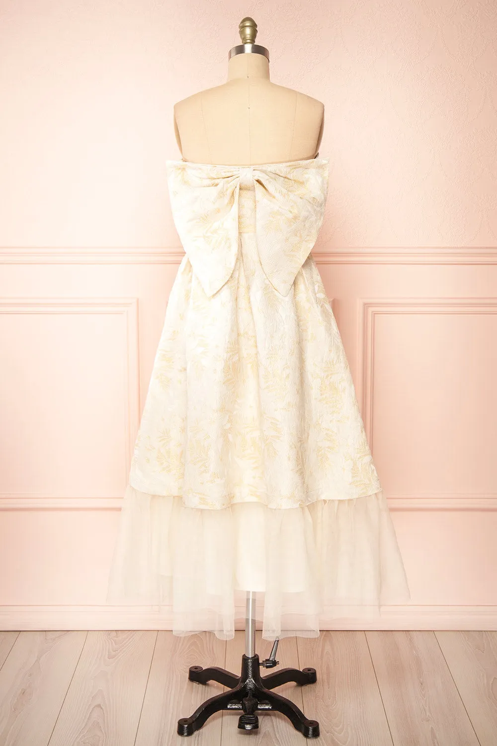 Luminea | Floral Jacquard Strapless Midi Dress