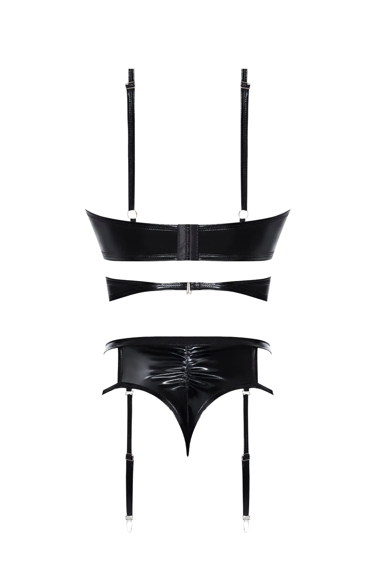 Magic Silk Hard Candy Demi Bra, Harness & Garter Panty Black