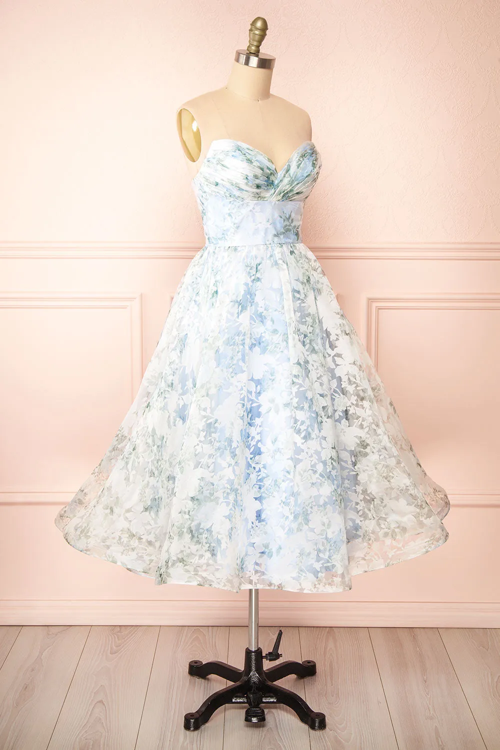 Mahalia Blue | Midi Floral Gown w/ Sparkly Lining
