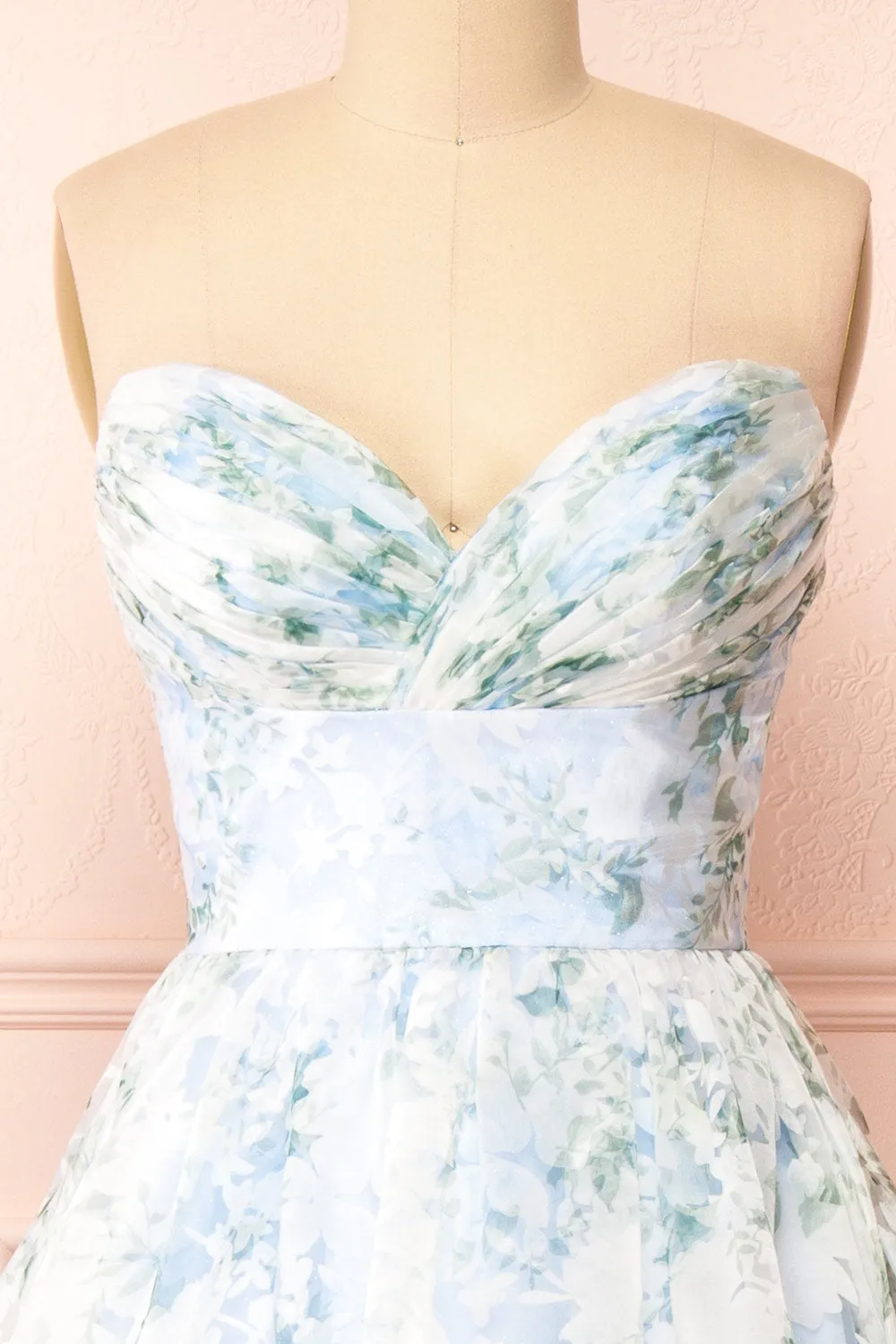 Mahalia Blue | Midi Floral Gown w/ Sparkly Lining