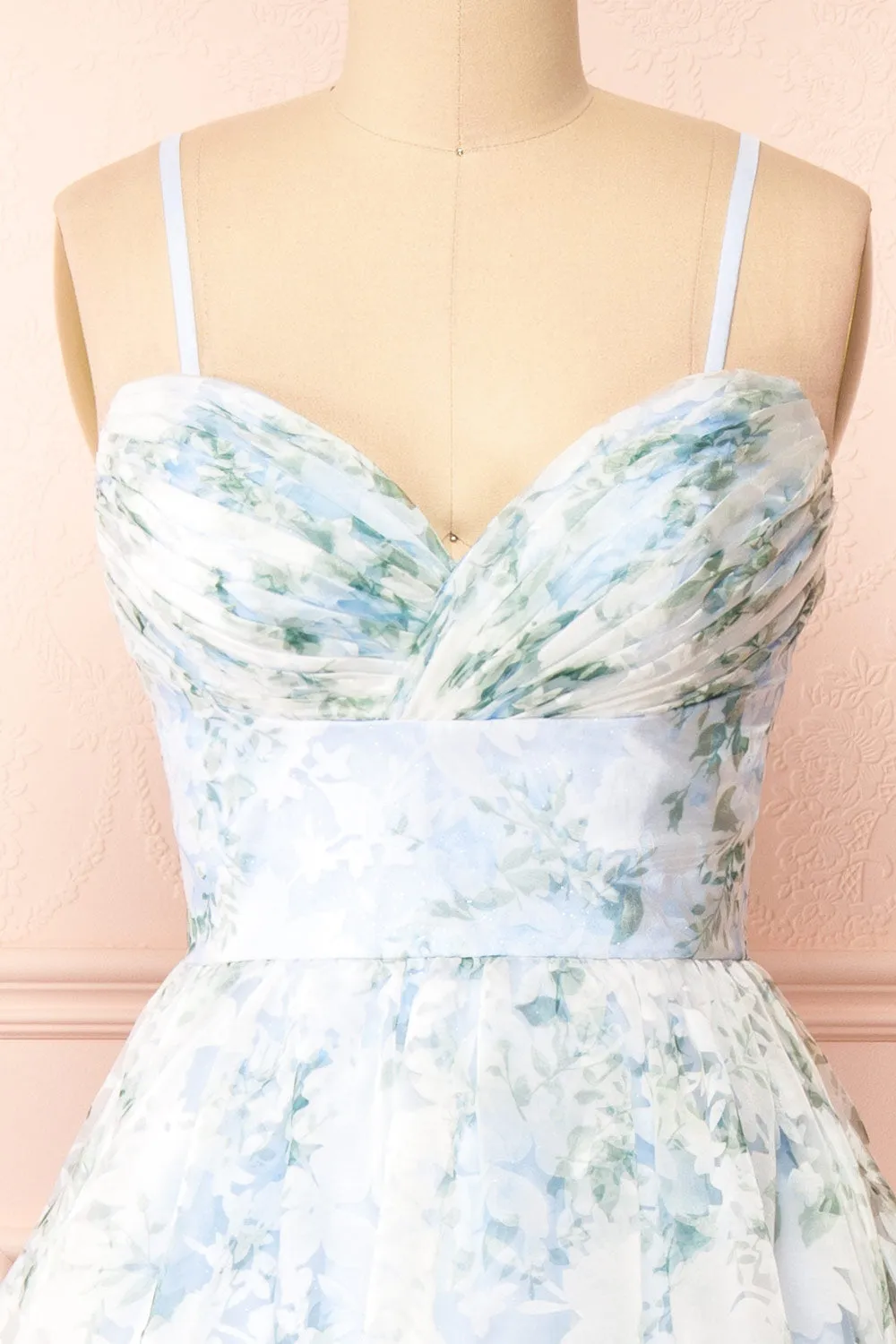 Mahalia Blue | Midi Floral Gown w/ Sparkly Lining