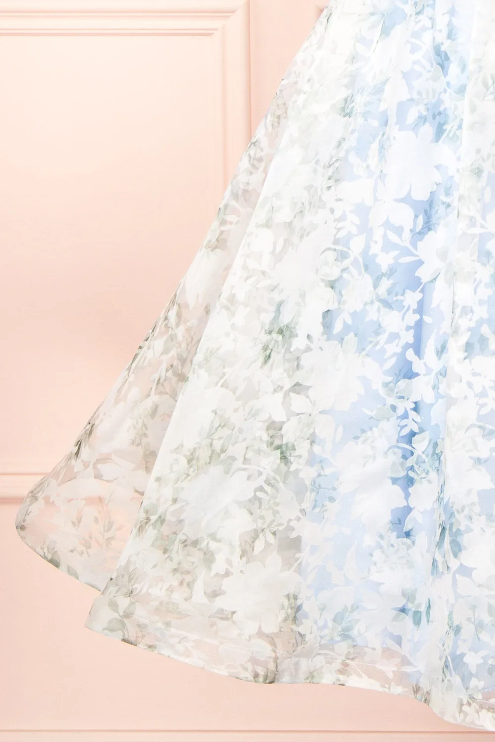 Mahalia Blue | Midi Floral Gown w/ Sparkly Lining