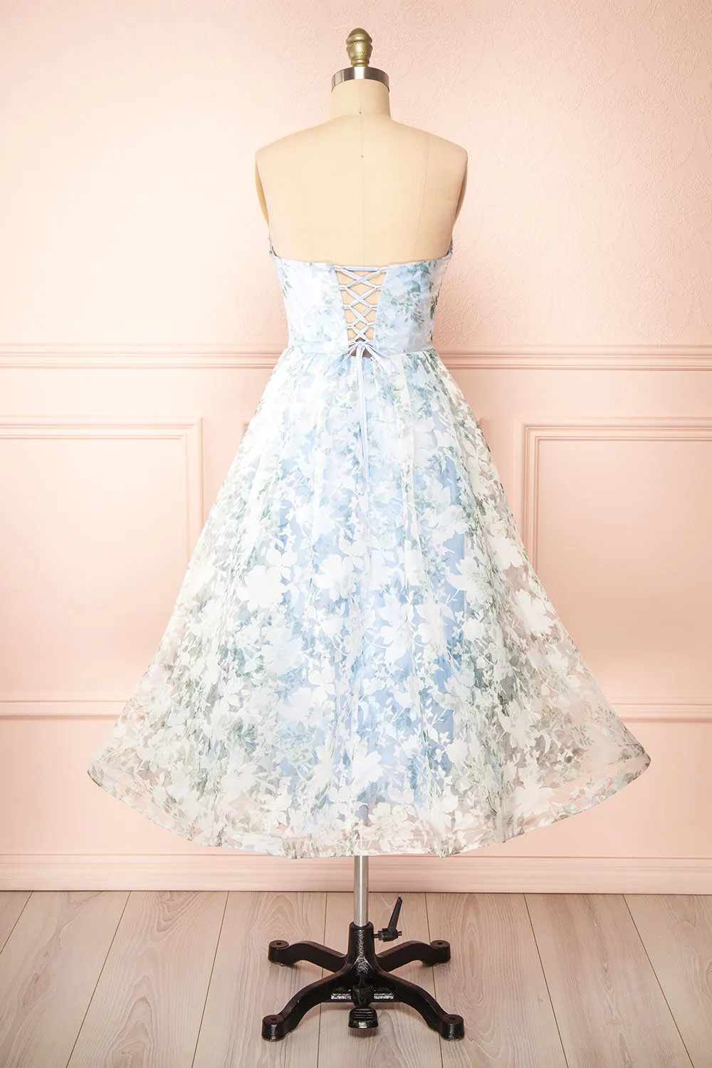 Mahalia Blue | Midi Floral Gown w/ Sparkly Lining