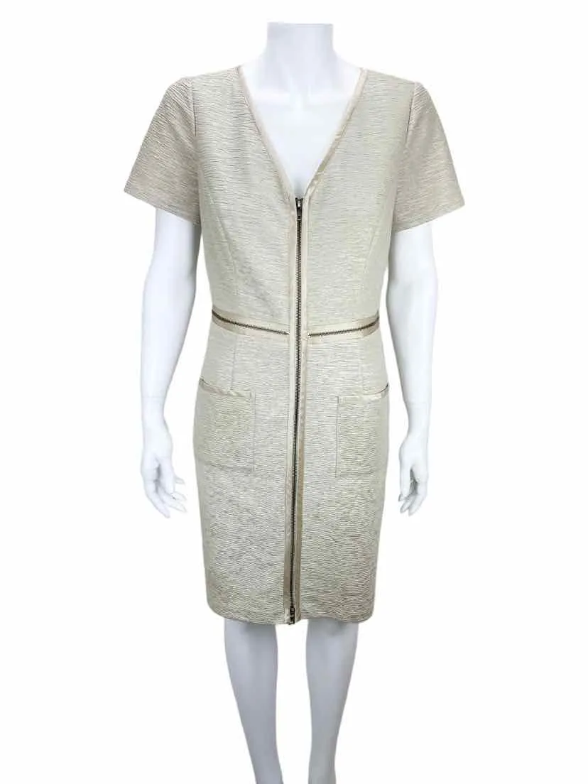 Marc New York Andrew Marc, Women's Shimmery Crinkle Dress, Pale Gold, Size 12
