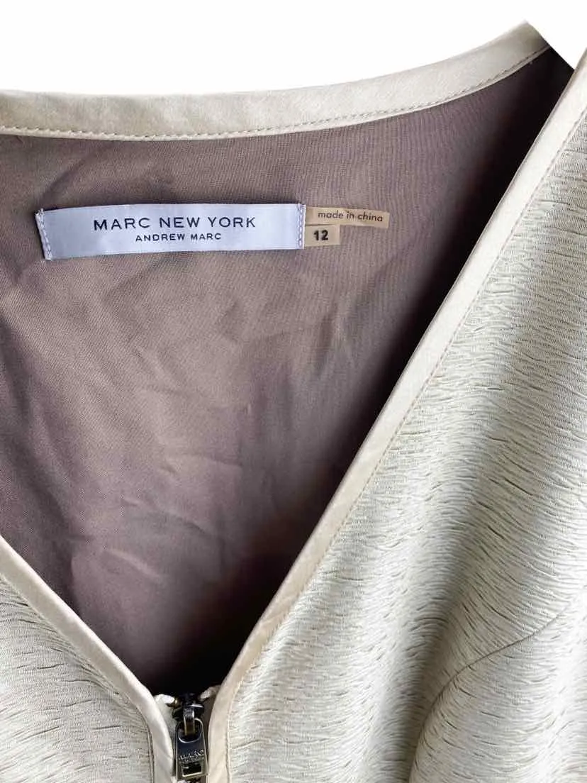 Marc New York Andrew Marc, Women's Shimmery Crinkle Dress, Pale Gold, Size 12