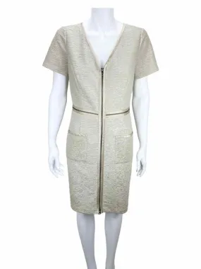 Marc New York Andrew Marc, Women's Shimmery Crinkle Dress, Pale Gold, Size 12