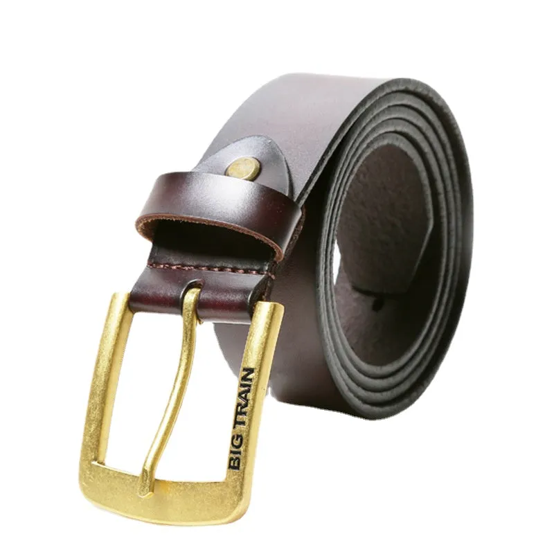 Men's Brand Leather Pin Buckle Leather Belt Pure Paint Surface Jeans Belt