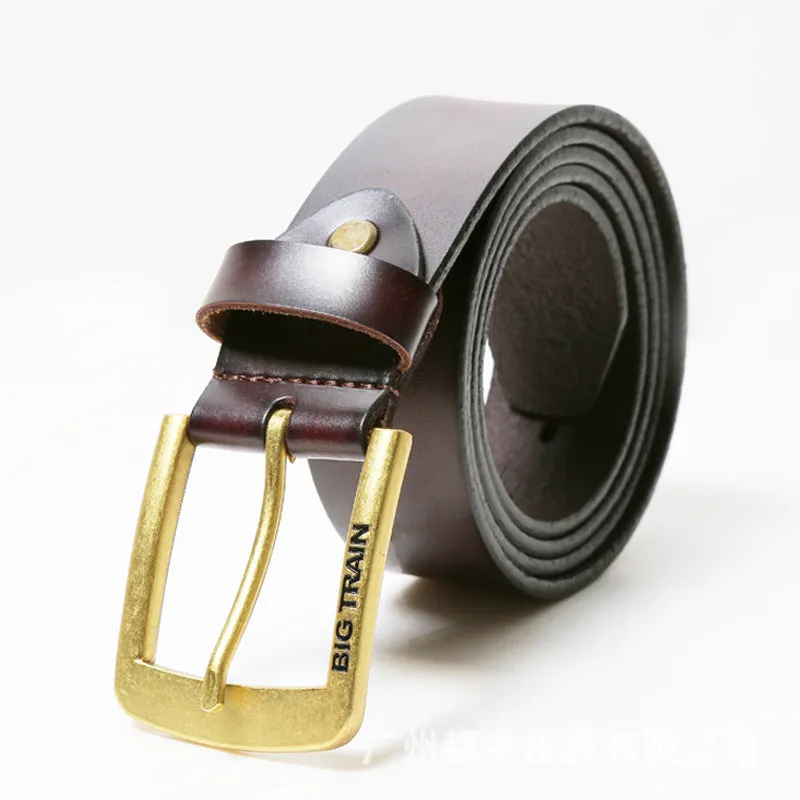 Men's Brand Leather Pin Buckle Leather Belt Pure Paint Surface Jeans Belt
