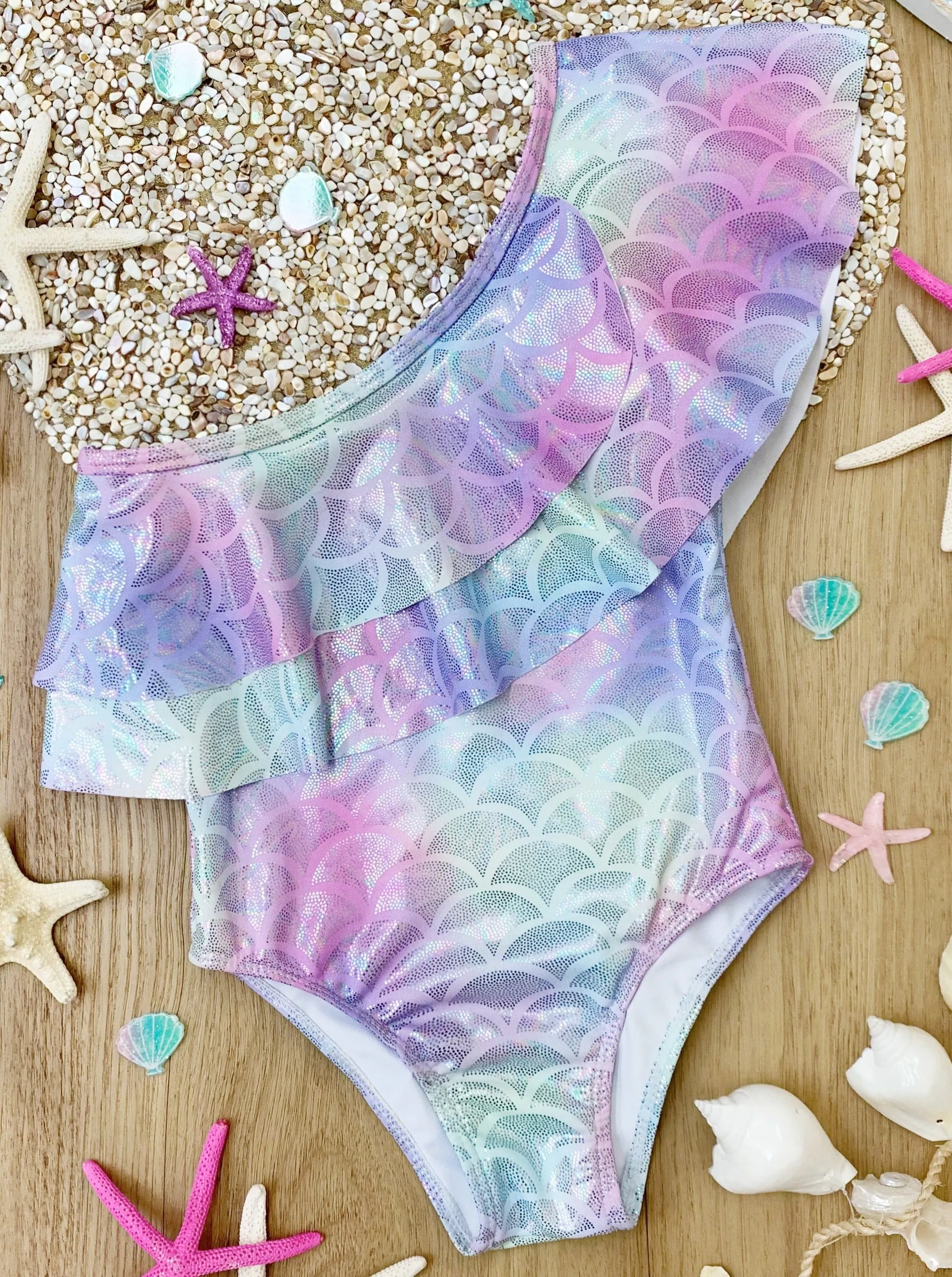 Mermaid Chic One Shoulder One Piece Swimsuit