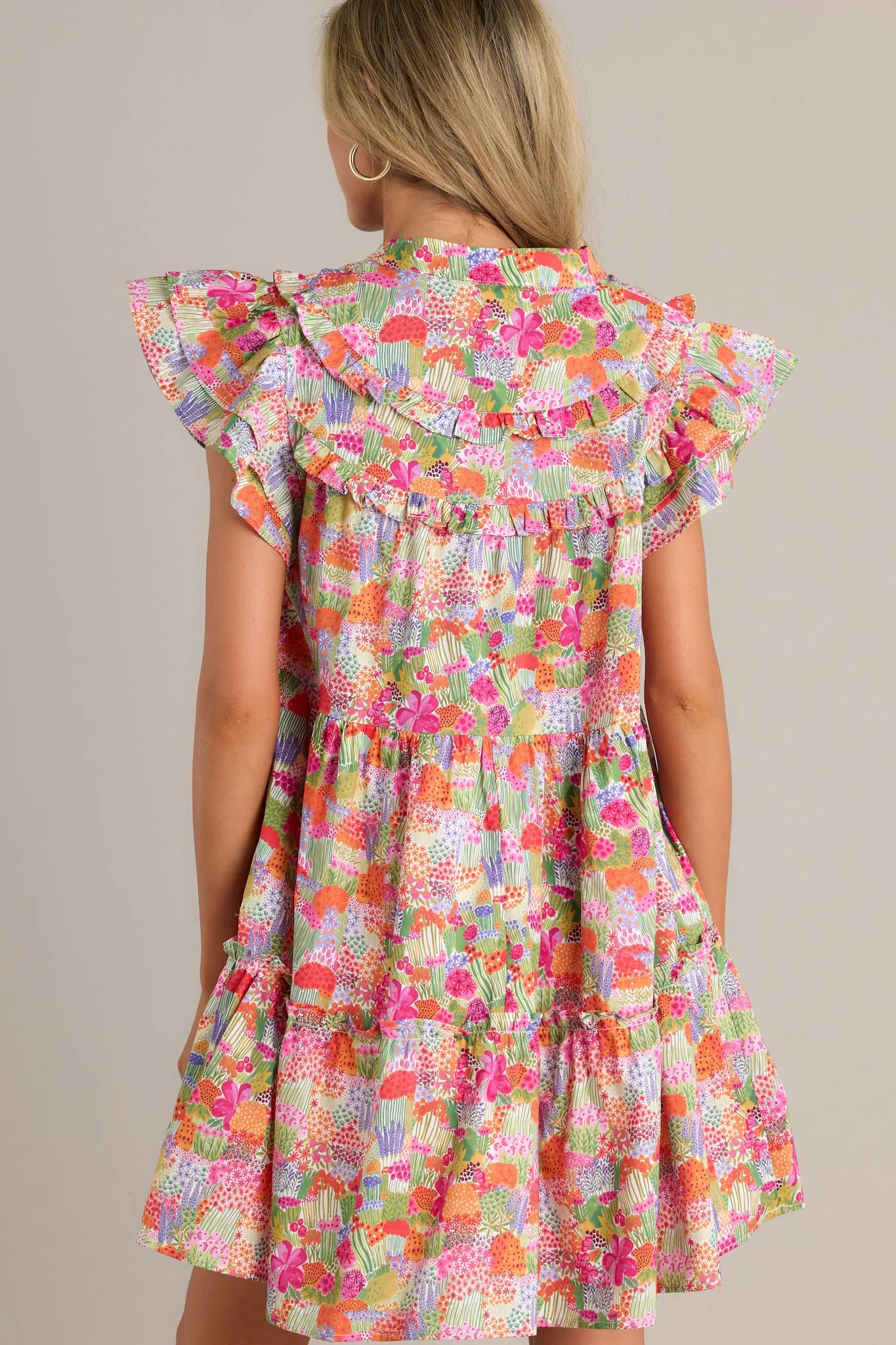 Moments Of Joy 100% Cotton Pink Floral Mini Dress