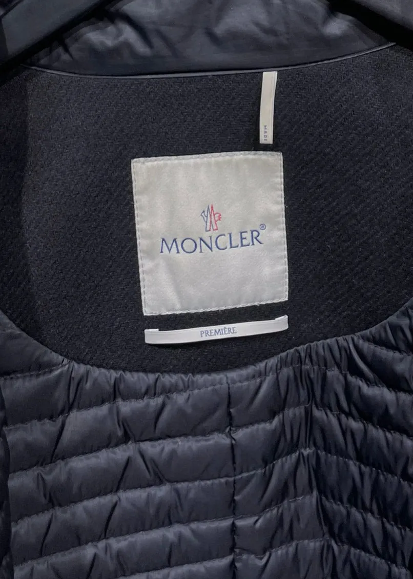 Moncler Premiere Black Regle Fur-trimmed Down Coat