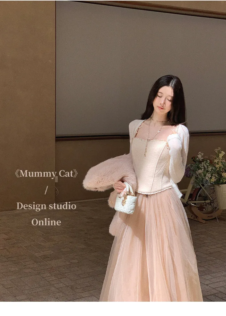 [Mummy Cat] My Ballerina Angel Embroidery Lace Corset and Fairy-like Tulle Skirt