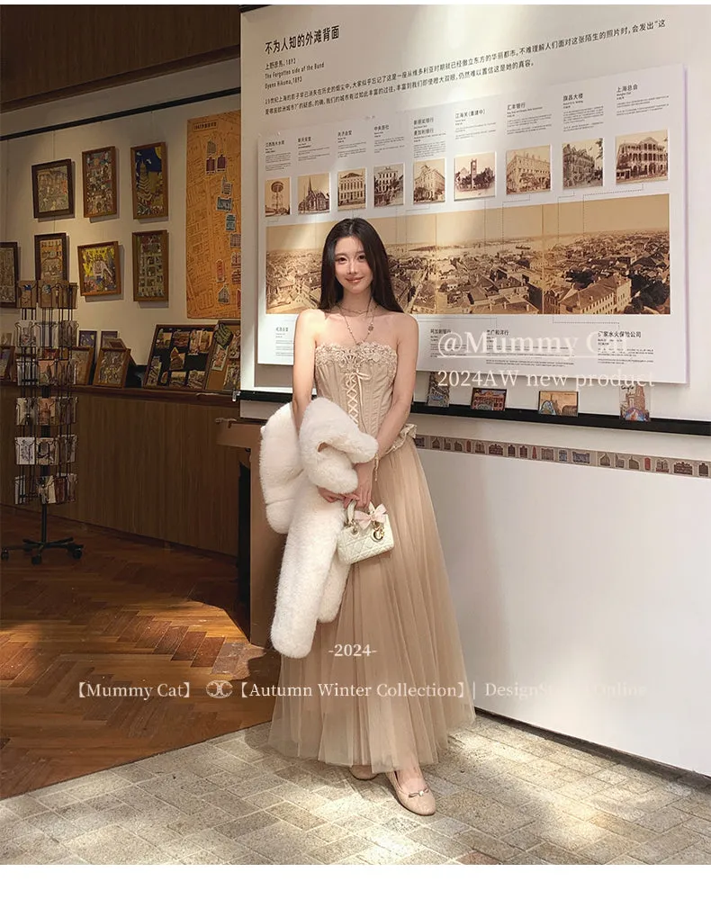 [Mummy Cat] My Ballerina Angel Embroidery Lace Corset and Fairy-like Tulle Skirt