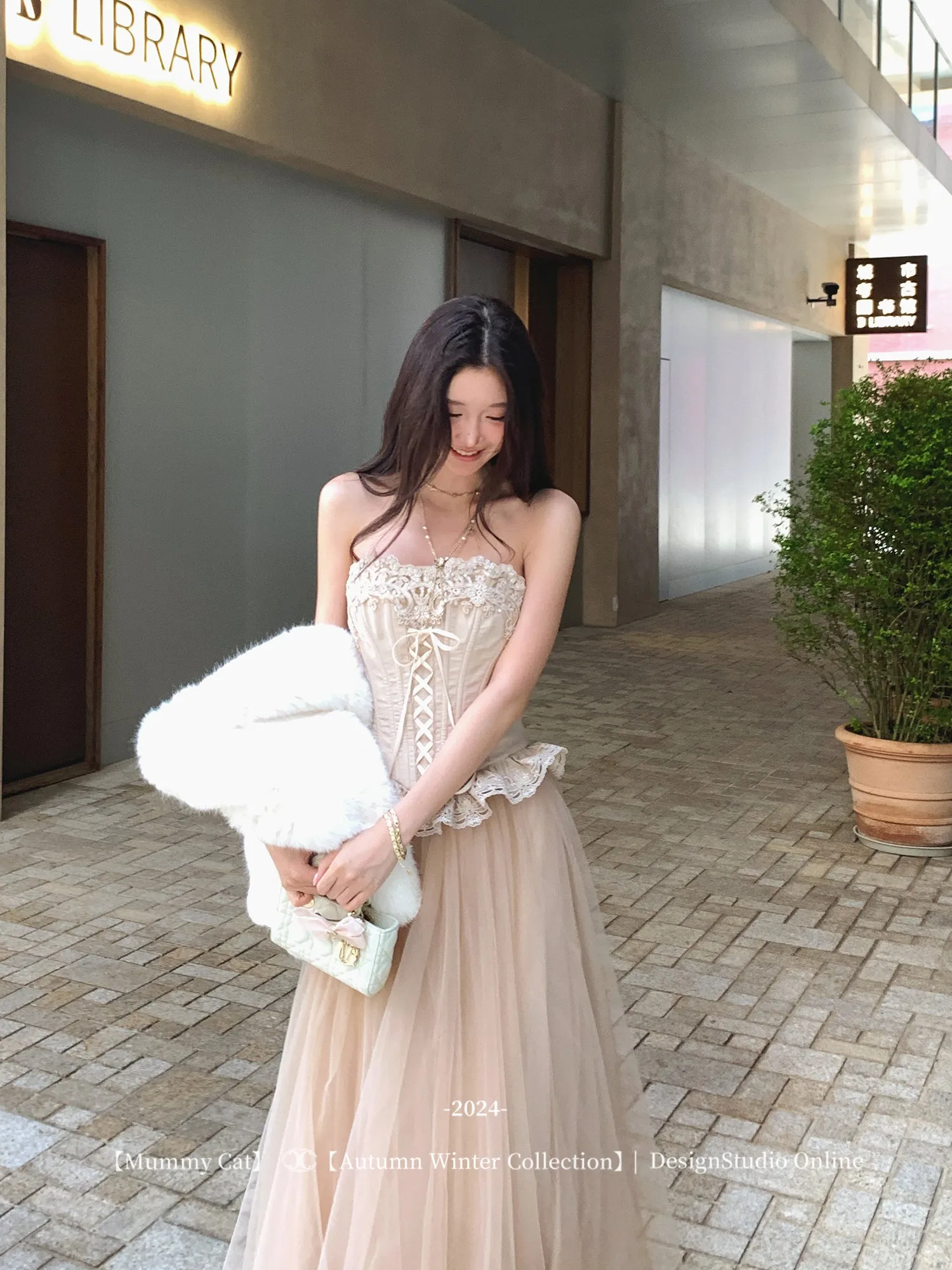 [Mummy Cat] My Ballerina Angel Embroidery Lace Corset and Fairy-like Tulle Skirt