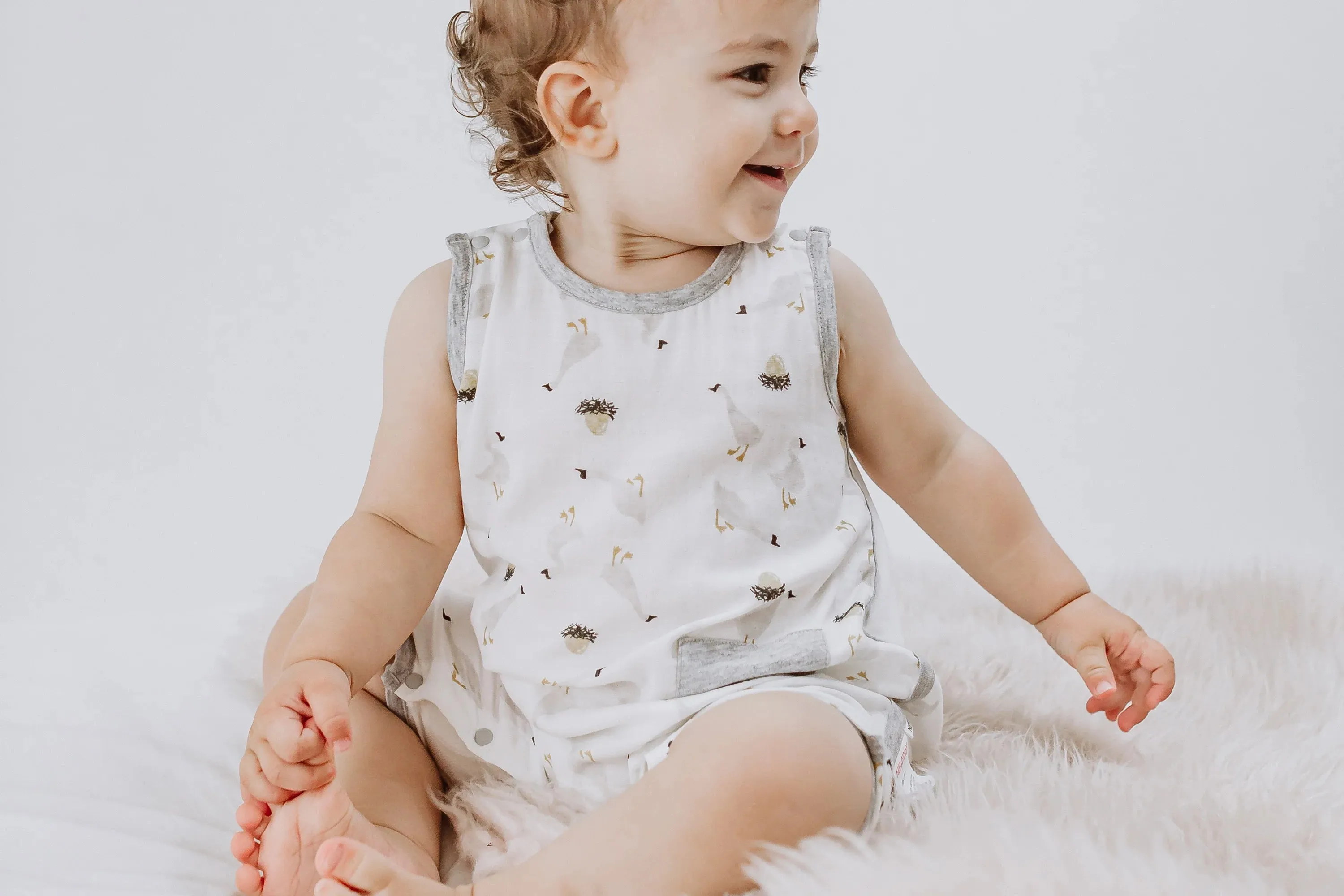 Nest Designs Bamboo Pima Sleeveless Romper - The Goose & The Golden Egg