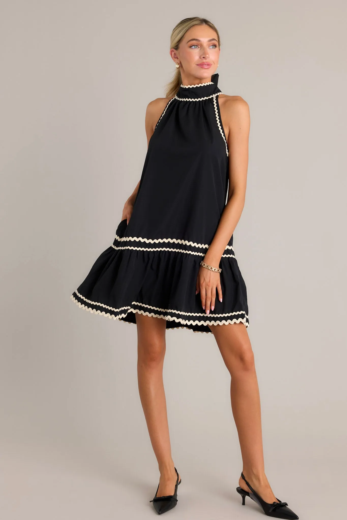 Noir Enchantment Black Ricrac Mini Dress