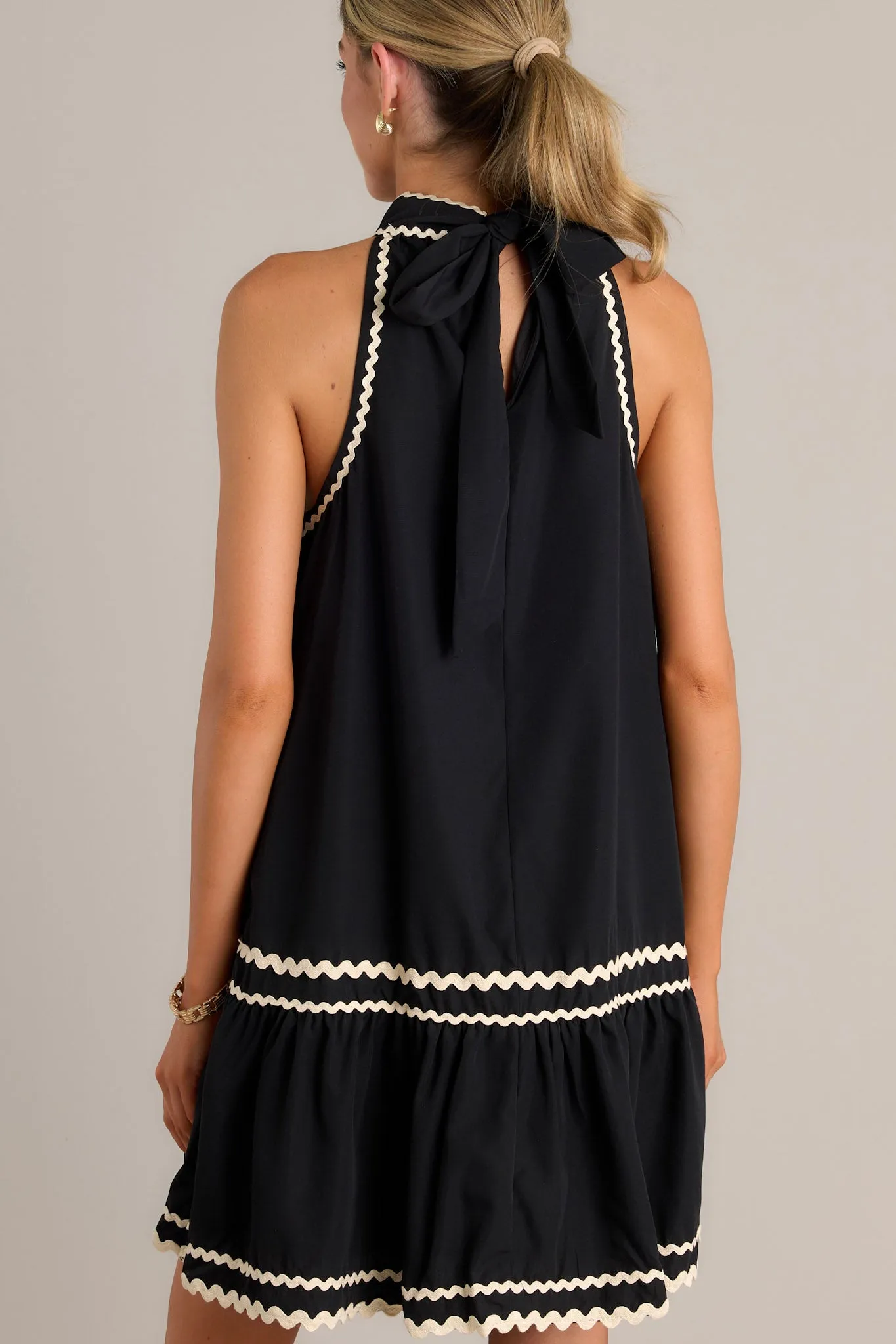 Noir Enchantment Black Ricrac Mini Dress