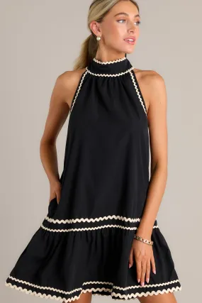 Noir Enchantment Black Ricrac Mini Dress