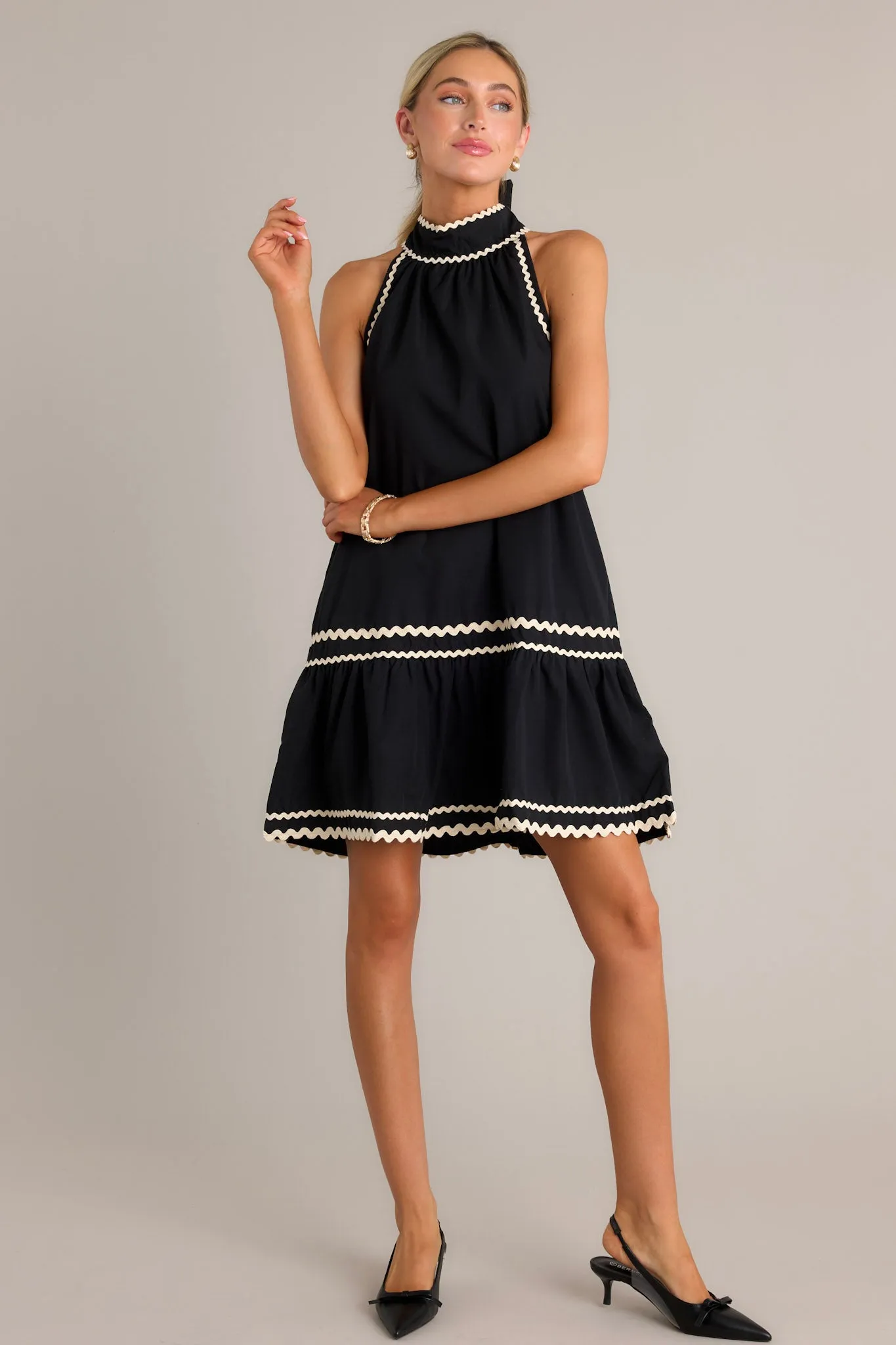 Noir Enchantment Black Ricrac Mini Dress