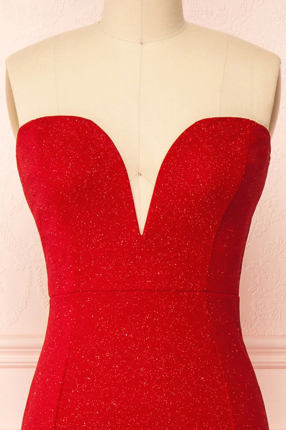 Norcia Red | Shimmery Bustier Mermaid Maxi Dress