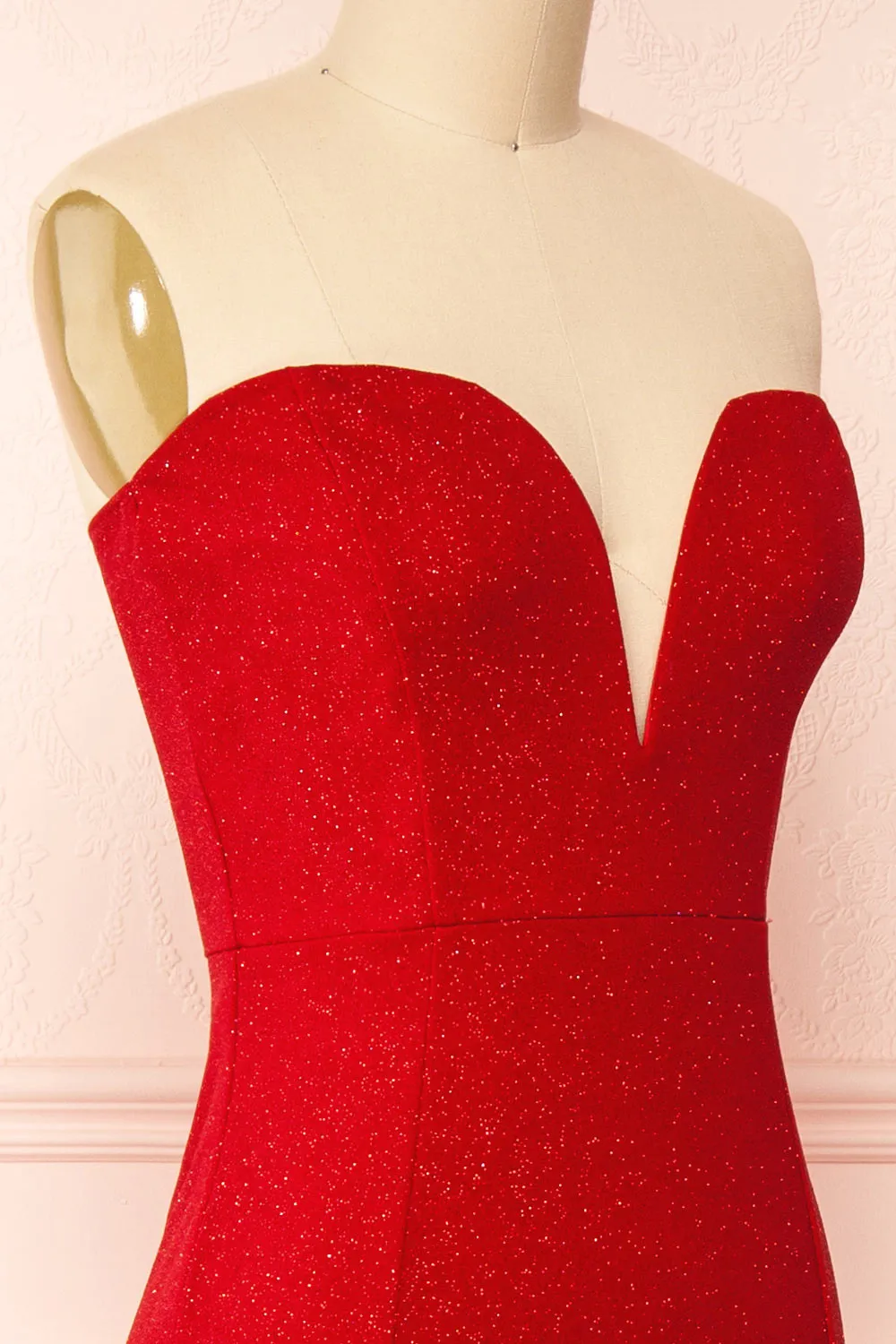 Norcia Red | Shimmery Bustier Mermaid Maxi Dress