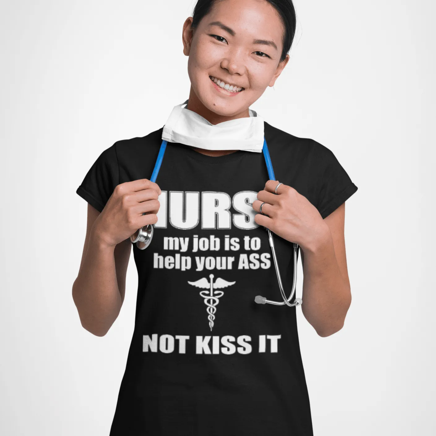 Occupation T-shirt Nurse Save Ass Not Kiss It Short Sleeve Unisex Crew Neck Top