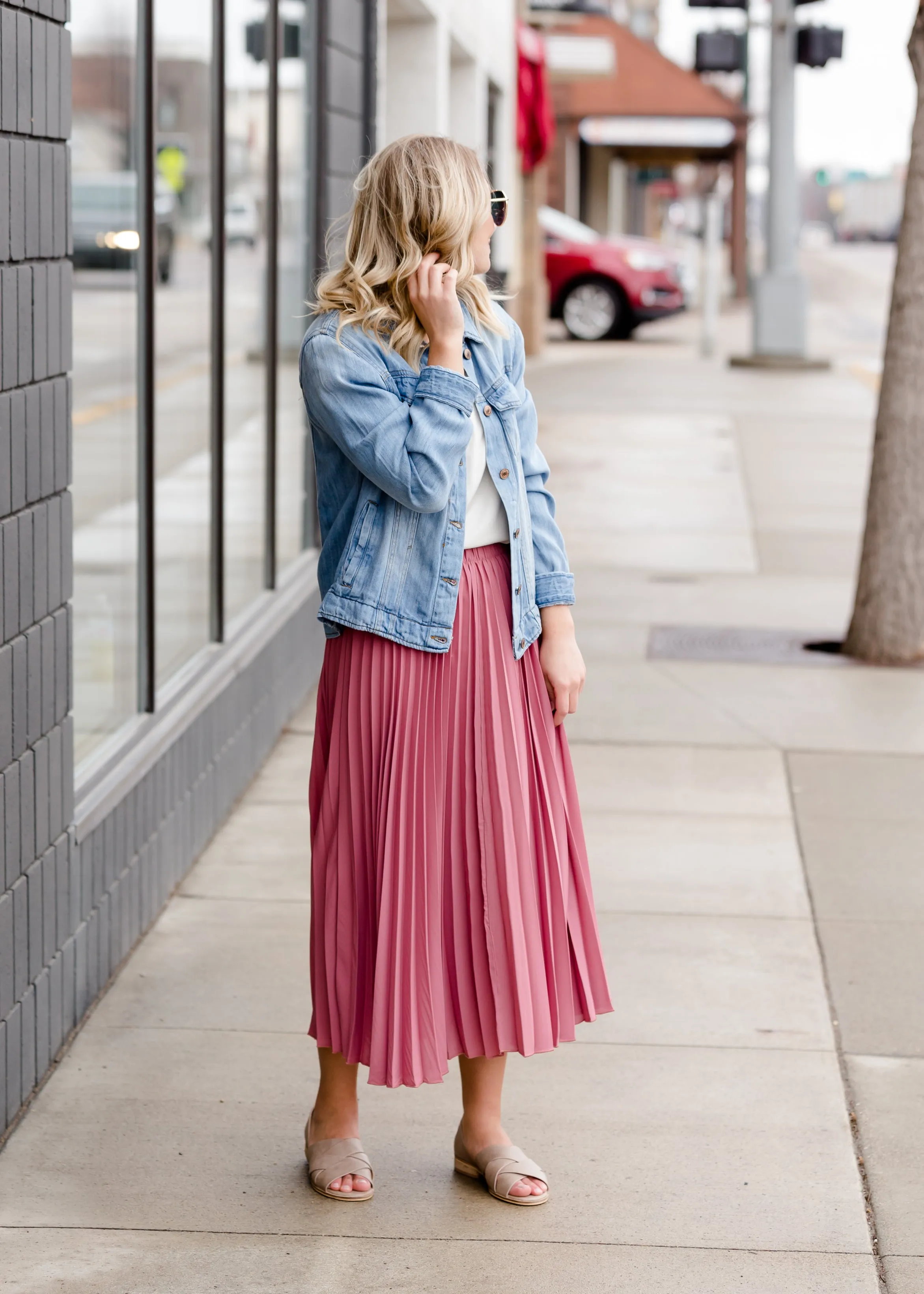 Pleated Mauve Midi Skirt - FINAL SALE