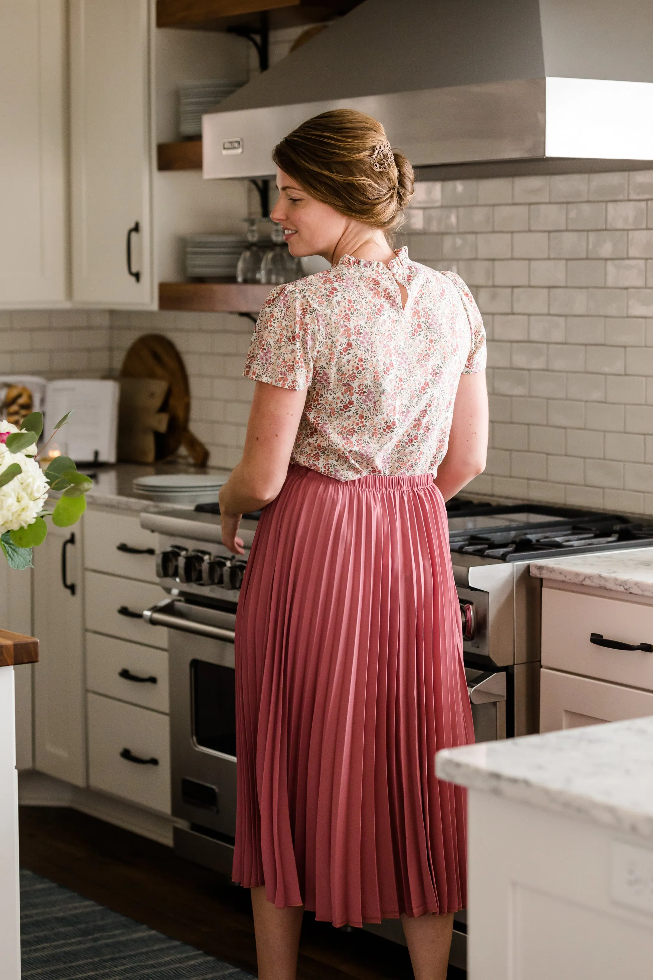 Pleated Mauve Midi Skirt - FINAL SALE