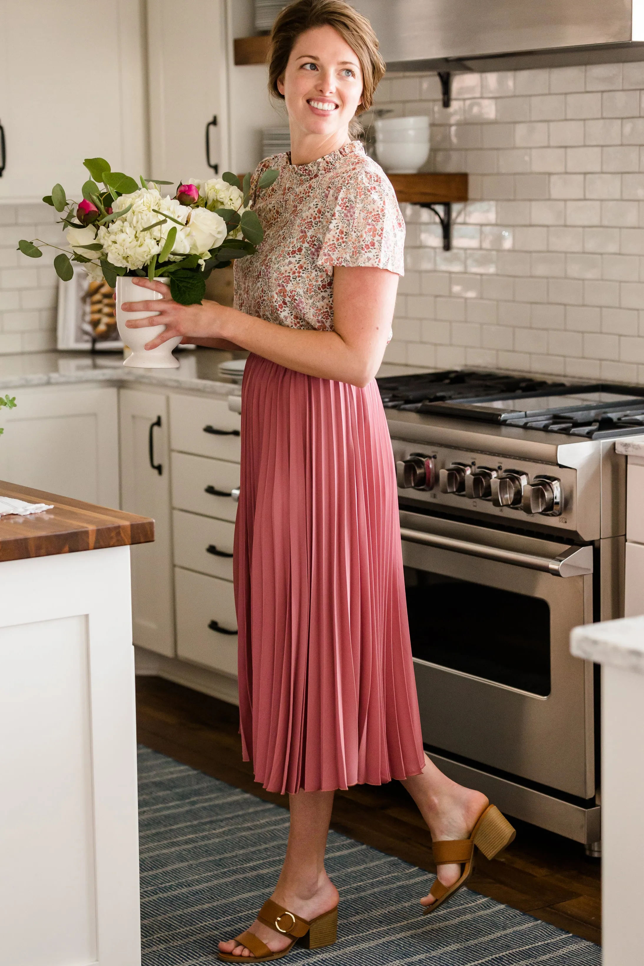Pleated Mauve Midi Skirt - FINAL SALE